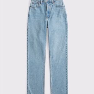 Abercrombie & Fitch 90s High Rise Light Blue Straight Leg Jeans